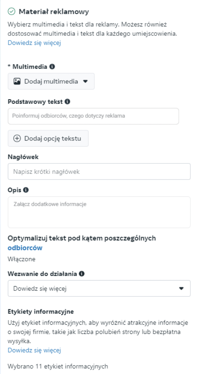 Materiały reklamowe w Meta Ads